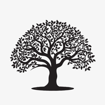 recommend clip art: black silhouette of a apple tree isolated white background