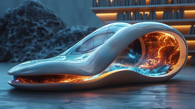 Modern digital textbook with a sleek, futuristic design for enhanced learning