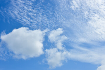Blue sky white cloud white background. Beautiful sky and clouds in the afternoon.