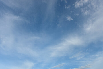 Blue sky white cloud white background. Beautiful sky and clouds in the afternoon.    