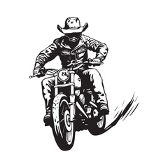 Obraz premium Classic man on motorcycle Vector Image isolated on white background
