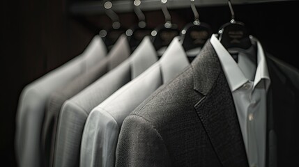 A hanger displaying a white long sleeved men s shirt