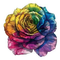 Obraz premium Painting ideas for a seven-colored flower, painting, drawing, hobby, flower, colorful, rainbow colors, plant, art, AI-generated.