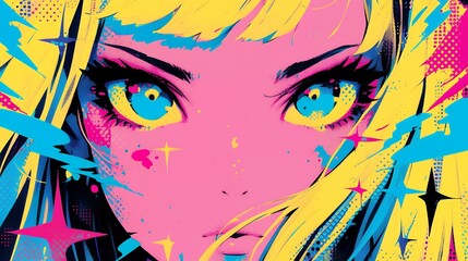 Naklejka premium カラフルな女の子のアップ AI