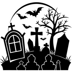 Tomb Stones in Vector Silhouettes for Halloween: Gravestone, Headstone, and Tombstone Icons