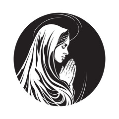 Women Praying God Stock Illustration, logo, art, design on white