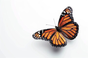 Fototapeta premium A butterfly with orange wings is flying in the air