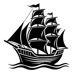 Ship on white background silhouette logo