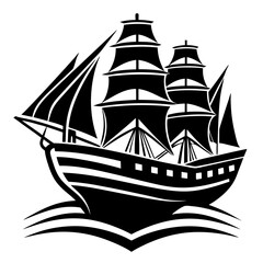 Ship on white background silhouette logo