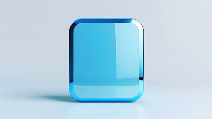 Blank Mobile application icon, button - Blue square with round corners. 3d rendering, white background