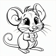 cartoon of a mouse children coloring book page