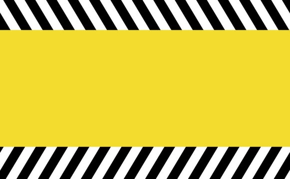black and white warning line striped on yellow background
