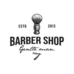 vintage design logo barbershop brush hand drawn vector illustration