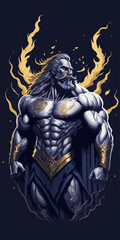 A powerful Zeus logo, featuring the Greek god with a thunderbolt in hand, radiates authority and divine energy, perfect for an avatar symbolizing strength and wisdom.