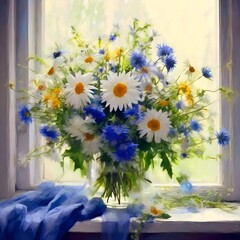 Abstraktion Ein Strau&szlig; Wildblumen 1x1. Hintergrund f&uuml;r das Design 1.