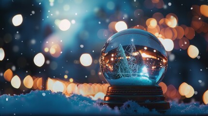 Fototapeta premium Snow Globe with a Christmas Tree Inside