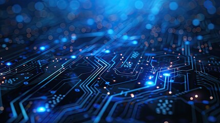 Obraz premium Abstract digital circuit board on technology blue background