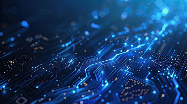 Abstract digital circuit board on technology blue background