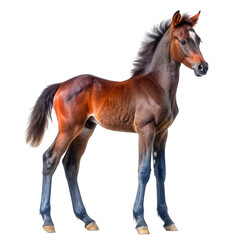 Fototapeta premium Month old dark brown andalusian horse isolated on transparent background