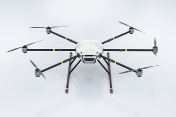 Drone with spinning propellers isolated