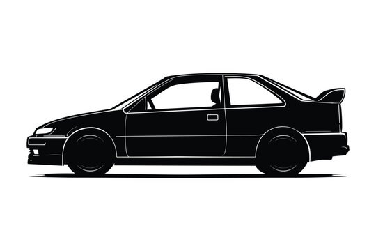 black coupe car side view silhouette clip art preview