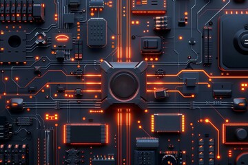 Fototapeta premium Industrial VPN solutions flat design top view connection theme vivid