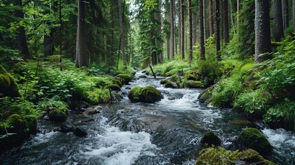 Obraz premium Forests play a crucial role in maintaining water cycles, with their vegetation helping to regulate the flow and quality of freshwater sources.