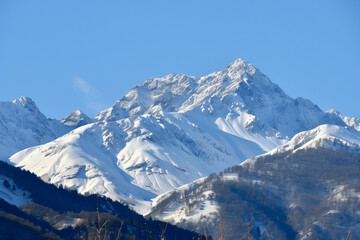 Fototapeta premium Snow-Covered Mountain Landscape