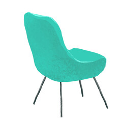 斜め後ろから見たグリーンの椅子