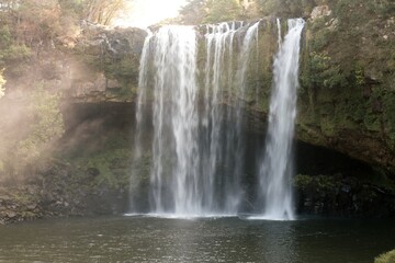 waterfall in the forest, the rainbow falls, new zealand,