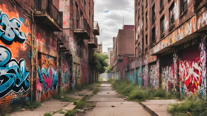 Fototapeta premium Venture into the heart of the city to capture the raw beauty of urban environments. Look for graffiti-covered walls, abandoned buildings, and bustling street scenes.