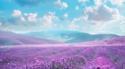 Fototapeta premium Lavender Field Under a Dreamy Sky