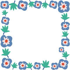 Blue frame with flowers cute art