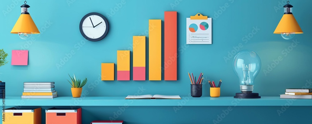 Wall mural rd project management flat design front view research development theme animation triadic color sche