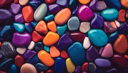 Close up Bright colors of rocks for background, top view on digital art concept, Generative AI.