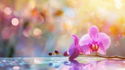 Fototapeta premium Orchid Bloom with a Bokeh Background