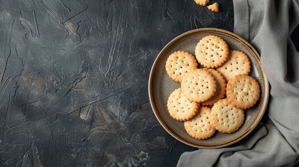 Plate with biscuit cookies Room for text