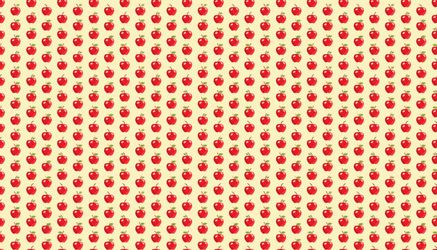 A red apple pattern on light yellow background