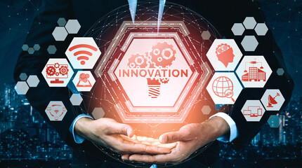Innovation Technology for Business Finance Concept. Modern graphic interface showing symbol of...