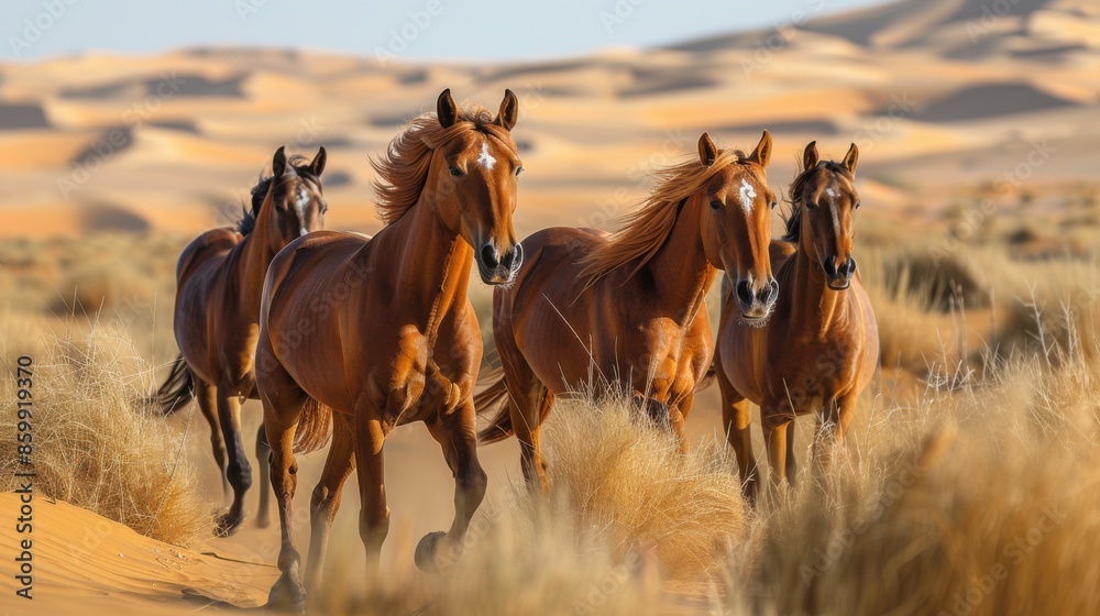 Wall mural beautiful arabian horse running in the wind, beautiful horse image with beautiful background