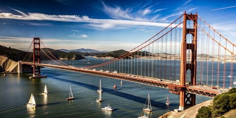 Golden Gate Bridge with sailboats