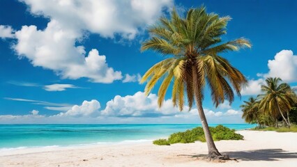 Gorgeous Tropical Beach Background Image. Made with Generative AI Technology