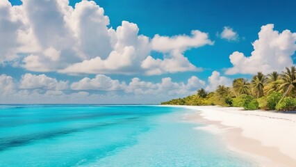 Fototapeta premium Gorgeous Tropical Beach Background Image. Made with Generative AI Technology