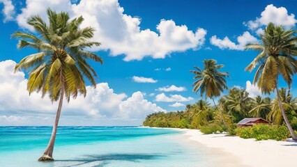Fototapeta premium Gorgeous Tropical Beach Background Image. Made with Generative AI Technology
