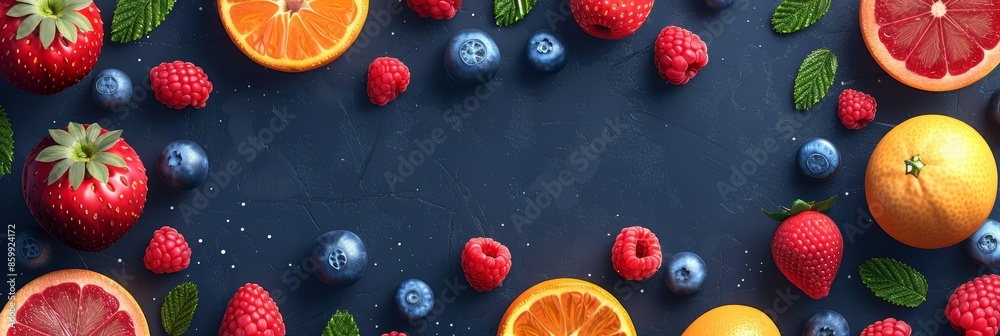 Wall mural Vibrant Fruit and Berry Background - Wall murals