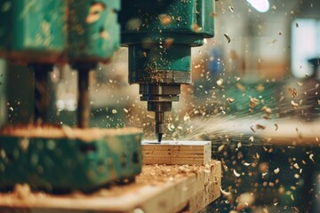 Close-up of a working drilling machine