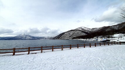Lake Toya, Hokkaido in winter.
