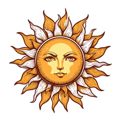 Sun Badge Vintage Engraved Illustration