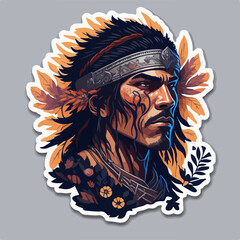 A fierce Aztec warrior logo, showcasing a tribal warrior adorned with traditional armor and feathers, radiates strength and cultural pride, perfect for a powerful avatar.
