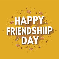 Happy friendship day with yellow background deign 